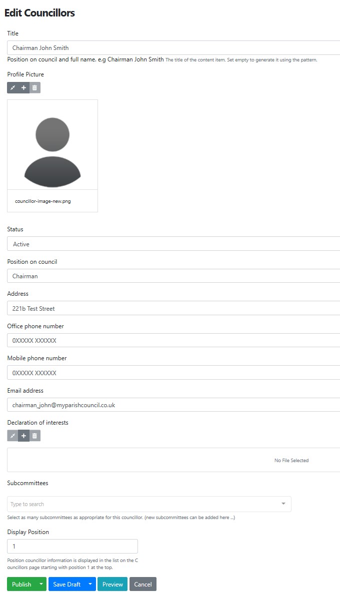 Photo of Councillor form