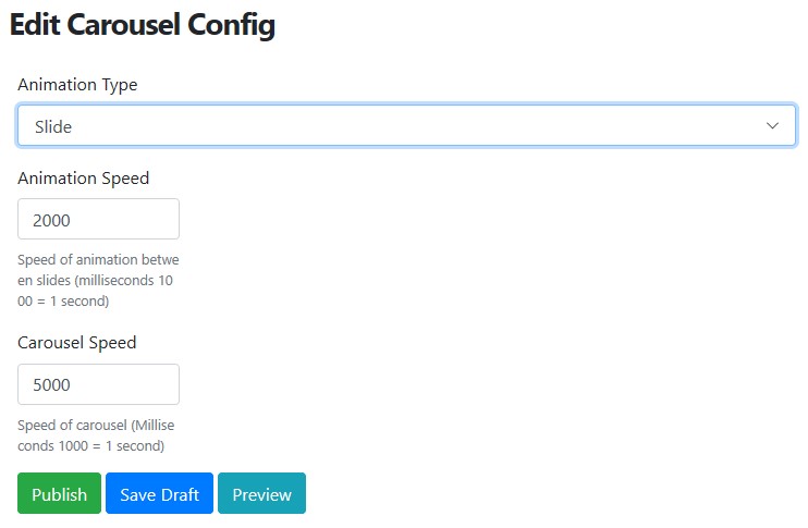 Photo of carousel slide settings